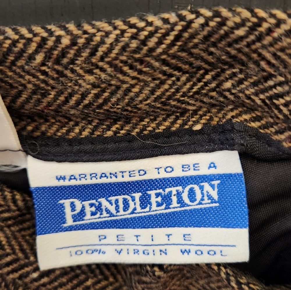Pendleton Brown Wool Herringbone Skirt - image 3
